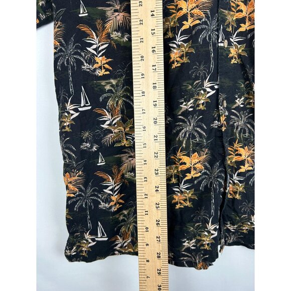 R-Options Men's Hawaiian Style Black Tropical Button-Up Shirt XL 100% Cotton - Picture 4 of 11